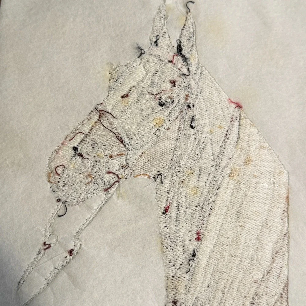 Vintage Horse Head Portrait Handmade Embroidery Sew On Western Equestrian